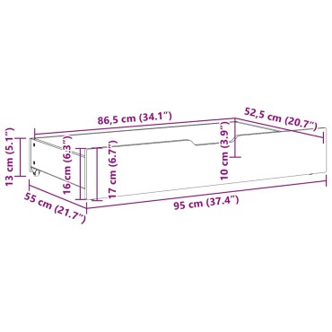 vidaXL Συρτάρια Κρεβατιού με Ροδάκια 2 τεμ. 95x55x17 εκ. Μασίφ Πεύκο