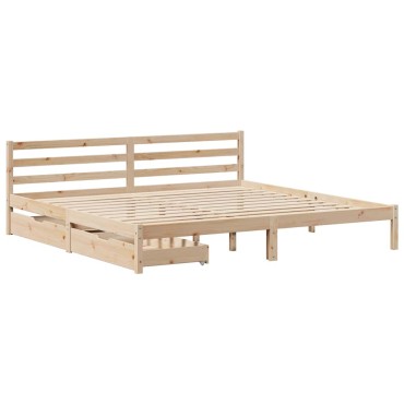 vidaXL Σκελετός Κρεβατιού Χωρίς Στρώμα 200x200cm Μασίφ Ξύλο Πεύκου 1 τεμ. - Διπλό