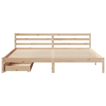 vidaXL Σκελετός Κρεβατιού Χωρίς Στρώμα 200x200cm Μασίφ Ξύλο Πεύκου 1 τεμ. - Διπλό