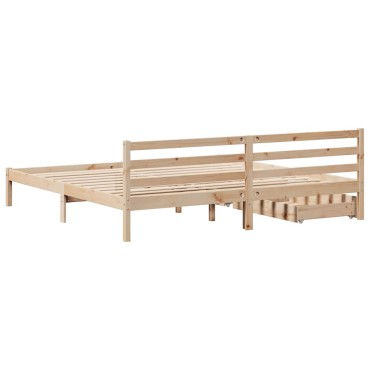 vidaXL Σκελετός Κρεβατιού Χωρίς Στρώμα 200x200cm Μασίφ Ξύλο Πεύκου 1 τεμ. - Διπλό