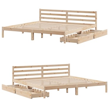 vidaXL Σκελετός Κρεβατιού Χωρίς Στρώμα 200x200cm Μασίφ Ξύλο Πεύκου 1 τεμ. - Διπλό