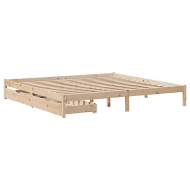 vidaXL Σκελετός Κρεβατιού Χωρίς Στρώμα 200x200cm Μασίφ Ξύλο Πεύκου 1 τεμ. - Διπλό