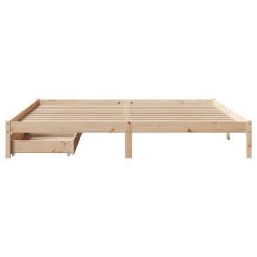 vidaXL Σκελετός Κρεβατιού Χωρίς Στρώμα 200x200cm Μασίφ Ξύλο Πεύκου 1 τεμ. - Διπλό
