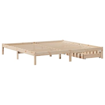 vidaXL Σκελετός Κρεβατιού Χωρίς Στρώμα 200x200cm Μασίφ Ξύλο Πεύκου 1 τεμ. - Διπλό