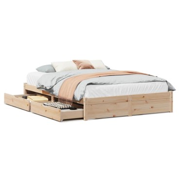 vidaXL Σκελετός Κρεβατιού Χωρίς Στρώμα 160x200cm Μασίφ Ξύλο Πεύκου 1 τεμ. - Διπλό