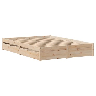 vidaXL Σκελετός Κρεβατιού Χωρίς Στρώμα 160x200cm Μασίφ Ξύλο Πεύκου 1 τεμ. - Διπλό