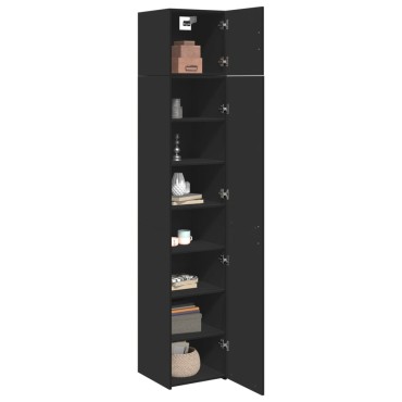 vidaXL Ντουλάπι Αποθήκευσης Στενό Μαύρο 40x42,5x225cm Επεξεργ. Ξύλο 1 τεμ.