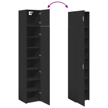 vidaXL Ντουλάπι Αποθήκευσης Στενό Μαύρο 40x42,5x225cm Επεξεργ. Ξύλο 1 τεμ.