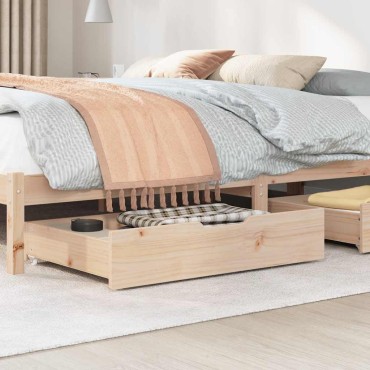vidaXL Συρτάρια Κρεβατιού με Ροδάκια 2 τεμ. 85x55x17 εκ. Μασίφ Πεύκο