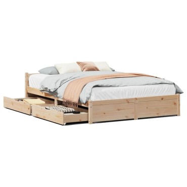 vidaXL Σκελετός Κρεβατιού Χωρίς Στρώμα 140x200cm Μασίφ Ξύλο Πεύκου 1 τεμ. - Διπλό