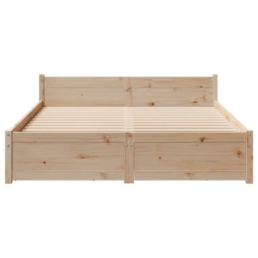 vidaXL Σκελετός Κρεβατιού Χωρίς Στρώμα 140x200cm Μασίφ Ξύλο Πεύκου 1 τεμ. - Διπλό