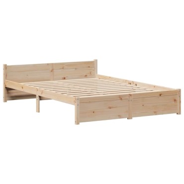 vidaXL Σκελετός Κρεβατιού Χωρίς Στρώμα 140x200cm Μασίφ Ξύλο Πεύκου 1 τεμ. - Διπλό