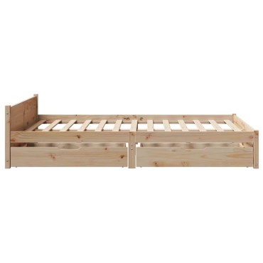 vidaXL Σκελετός Κρεβατιού Χωρίς Στρώμα 140x200cm Μασίφ Ξύλο Πεύκου 1 τεμ. - Διπλό