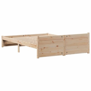 vidaXL Σκελετός Κρεβατιού Χωρίς Στρώμα 140x200cm Μασίφ Ξύλο Πεύκου 1 τεμ. - Διπλό
