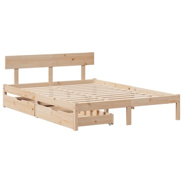 vidaXL Σκελετός Κρεβατιού Χωρίς Στρώμα 160x200cm Μασίφ Ξύλο Πεύκου 1 τεμ. - Διπλό