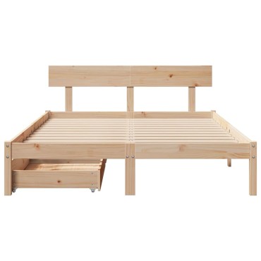 vidaXL Σκελετός Κρεβατιού Χωρίς Στρώμα 160x200cm Μασίφ Ξύλο Πεύκου 1 τεμ. - Διπλό