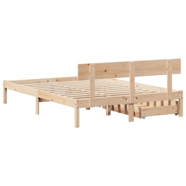 vidaXL Σκελετός Κρεβατιού Χωρίς Στρώμα 160x200cm Μασίφ Ξύλο Πεύκου 1 τεμ. - Διπλό
