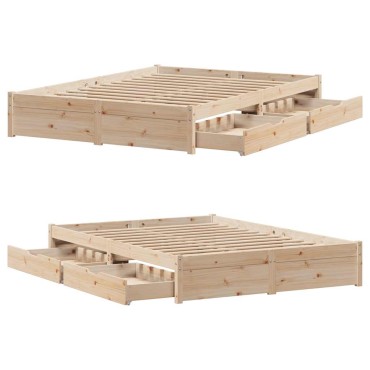 vidaXL Σκελετός Κρεβατιού Χωρίς Στρώμα 120x200cm Μασίφ Ξύλο Πεύκου 1 τεμ. - Μονό