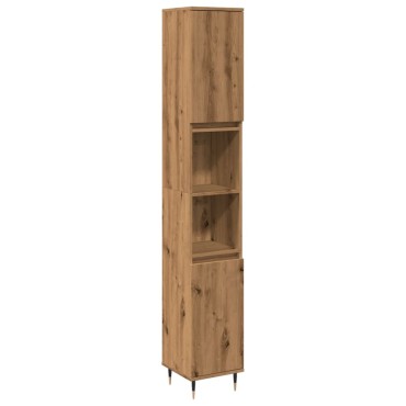 vidaXL Ντουλάπι μπάνιου Δρυς τεχνίτης 30x30x190cm Κατασκευασμένο ξύλο