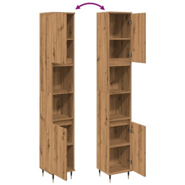 vidaXL Ντουλάπι μπάνιου Δρυς τεχνίτης 30x30x190cm Κατασκευασμένο ξύλο