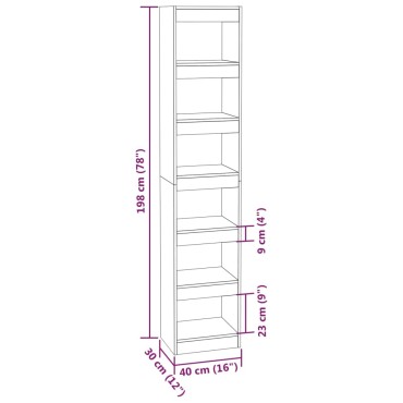 vidaXL Βιβλιοθήκη/Διαχωριστικό Χώρου Λευκό 40x30x198cm Επεξ. Ξύλο 1 τεμ.