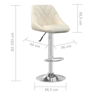 vidaXL Σκαμπό Μπαρ 2 τεμ. Κρεμ Βελούδινα 46x44x(82-103)cm