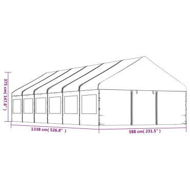 vidaXL Κιόσκι με Τέντα Λευκό 13,38 x 5,88 x 3,75 μ. από Πολυαιθυλένιο