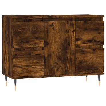 vidaXL Ντουλάπι Μπάνιου Καπνιστή Δρυς 80x33x60cm Επεξεργ. Ξύλο