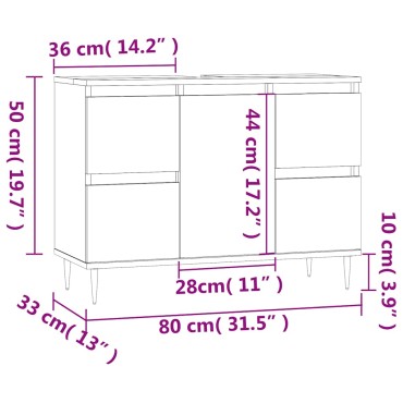 vidaXL Ντουλάπι Μπάνιου Καπνιστή Δρυς 80x33x60cm Επεξεργ. Ξύλο