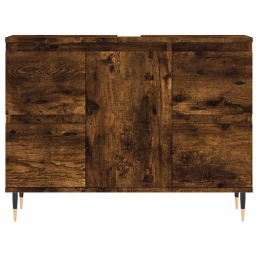 vidaXL Ντουλάπι Μπάνιου Καπνιστή Δρυς 80x33x60cm Επεξεργ. Ξύλο
