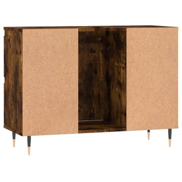 vidaXL Ντουλάπι Μπάνιου Καπνιστή Δρυς 80x33x60cm Επεξεργ. Ξύλο