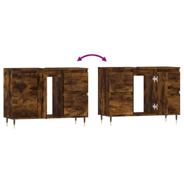 vidaXL Ντουλάπι Μπάνιου Καπνιστή Δρυς 80x33x60cm Επεξεργ. Ξύλο