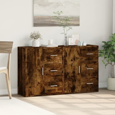 vidaXL Βοηθητικά Ντουλάπια 2 τεμ. Καπνιστή Δρυς 60x31x70cm Επεξ. Ξύλο