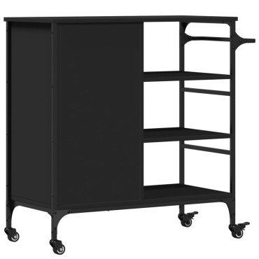 vidaXL Τρόλεϊ Κουζίνας Μαύρο 87,5x38,5x84,5cm από Επεξεργασμένο Ξύλο 1 τεμ.