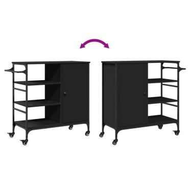 vidaXL Τρόλεϊ Κουζίνας Μαύρο 87,5x38,5x84,5cm από Επεξεργασμένο Ξύλο 1 τεμ.