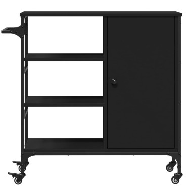 vidaXL Τρόλεϊ Κουζίνας Μαύρο 87,5x38,5x84,5cm από Επεξεργασμένο Ξύλο 1 τεμ.