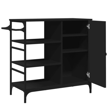 vidaXL Τρόλεϊ Κουζίνας Μαύρο 87,5x38,5x84,5cm από Επεξεργασμένο Ξύλο 1 τεμ.