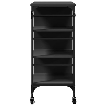 vidaXL Τρόλεϊ Κουζίνας Μαύρο 87,5x38,5x84,5cm από Επεξεργασμένο Ξύλο 1 τεμ.