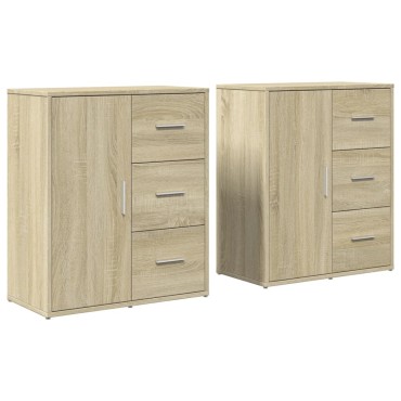 vidaXL Βοηθητικά Ντουλάπια 2 τεμ. Sonoma Δρυς 60x31x70cm Επεξ. Ξύλο