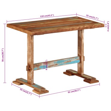 vidaXL Τραπεζαρία 110x55x78cm από Μασίφ Ανακυκλωμένο Ξύλο 1 τεμ.
