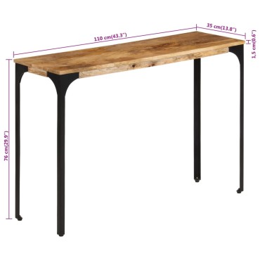vidaXL Τραπέζι Κονσόλα Καφέ 110x35x76cm από Μασίφ Ξύλο Μάνγκο/Σίδερο 1 τεμ.