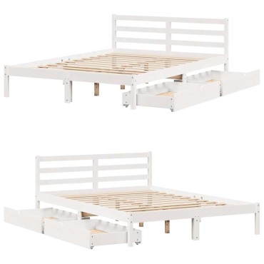 vidaXL Σκελετός Κρεβ. Χωρίς Στρώμα Λευκό 120x190cm Μασίφ Πεύκο 1 τεμ. - Μονό
