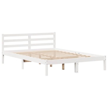 vidaXL Σκελετός Κρεβ. Χωρίς Στρώμα Λευκό 140x200cm Μασίφ Πεύκο 1 τεμ. - Διπλό