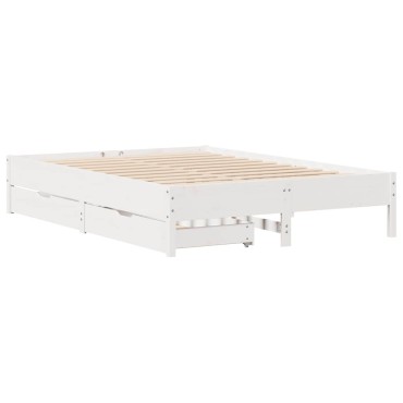 vidaXL Σκελετός Κρεβ. Χωρίς Στρώμα Λευκό 140x190cm Μασίφ Πεύκο 1 τεμ. - Μονό