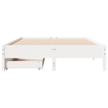 vidaXL Σκελετός Κρεβ. Χωρίς Στρώμα Λευκό 140x190cm Μασίφ Πεύκο 1 τεμ. - Μονό