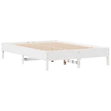 vidaXL Σκελετός Κρεβ. Χωρίς Στρώμα Λευκό 140x190cm Μασίφ Πεύκο 1 τεμ. - Μονό