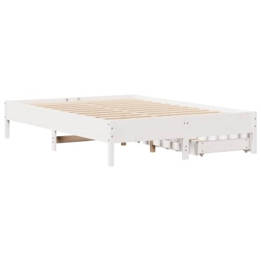vidaXL Σκελετός Κρεβ. Χωρίς Στρώμα Λευκό 140x190cm Μασίφ Πεύκο 1 τεμ. - Μονό