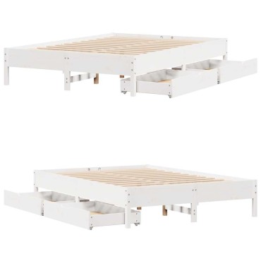 vidaXL Σκελετός Κρεβ. Χωρίς Στρώμα Λευκό 140x190cm Μασίφ Πεύκο 1 τεμ. - Μονό