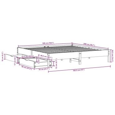 vidaXL Σκελετός Κρεβ. Χωρίς Στρώμα Λευκό 180x200 εκ Μασίφ Πεύκο