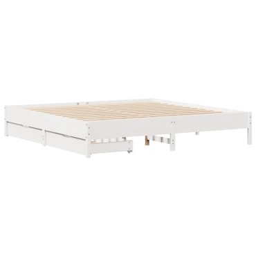 vidaXL Σκελετός Κρεβ. Χωρίς Στρώμα Λευκό 180x200 εκ Μασίφ Πεύκο